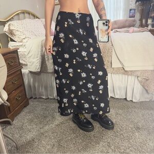 Y2K Floral Navy Maxi Skirt